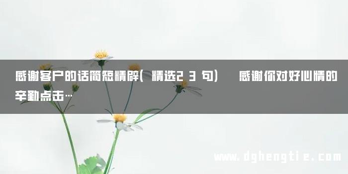 感谢客户的话简短精辟（精选23句） 感谢你对好心情的辛勤点击…